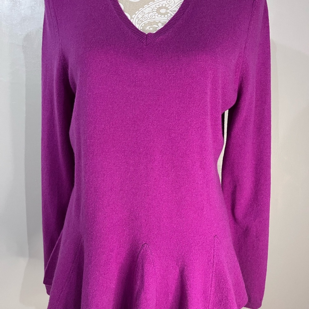 Alex Marie Magenta V-Neck Sweater / Large NEW With Tags / Peplum